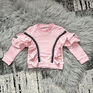 Kinderkind Baby Ruffles Sweater Pink Size 2T Pink Crew Neck Coquette Girly 80s